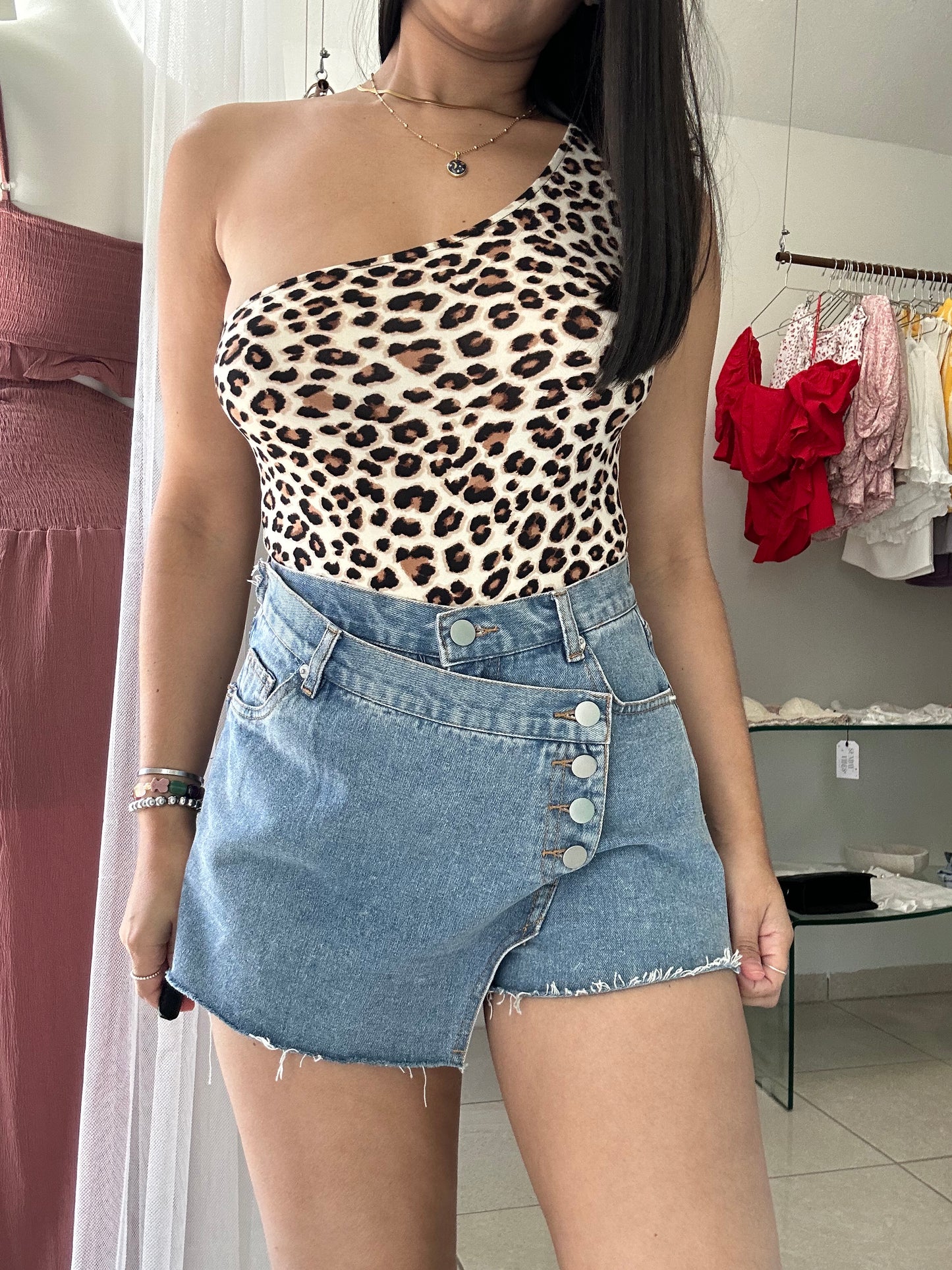 leopard one shoulder bodysuit