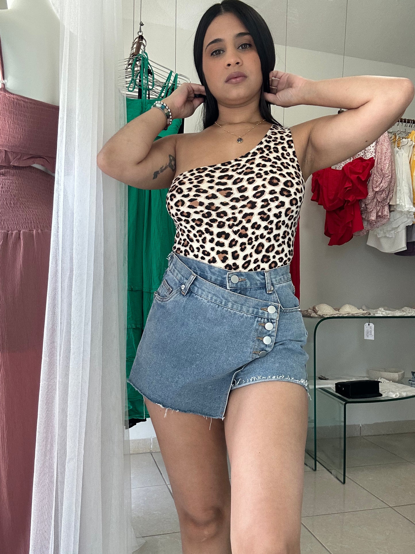 leopard one shoulder bodysuit