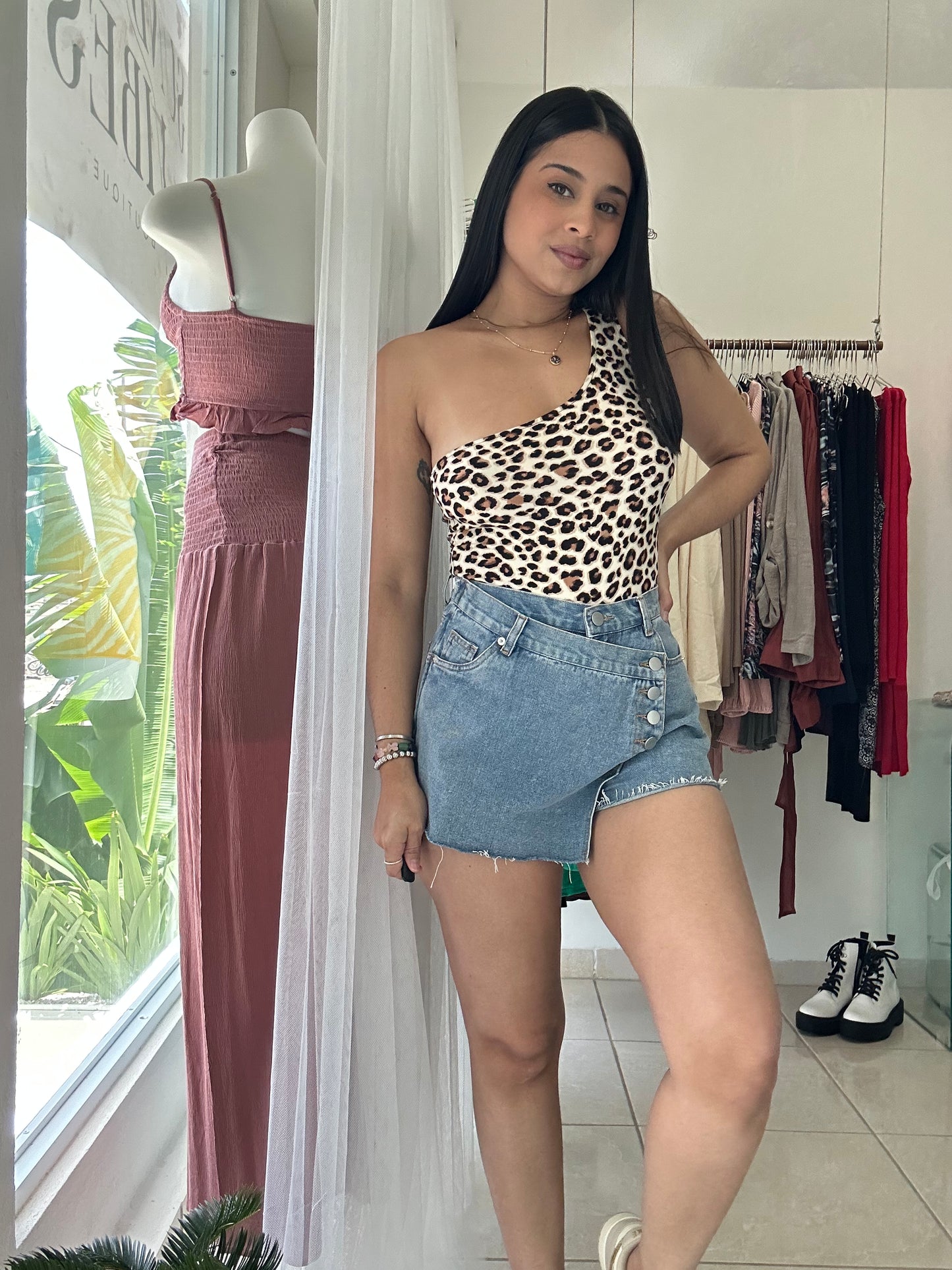 leopard one shoulder bodysuit