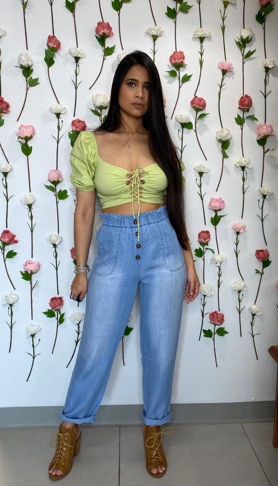 Green Corset Crop Top